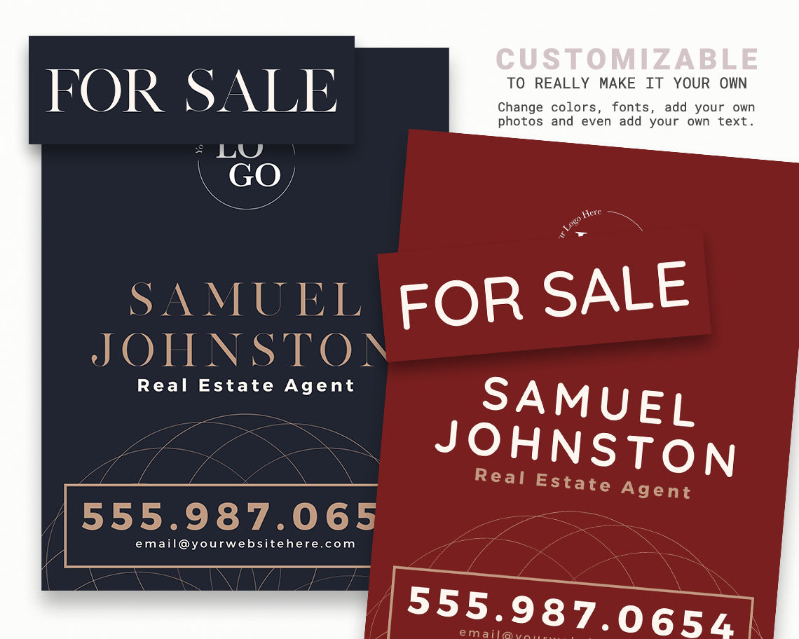 18x24in Vertical Real Estate Yard Lawn Sign with Riders