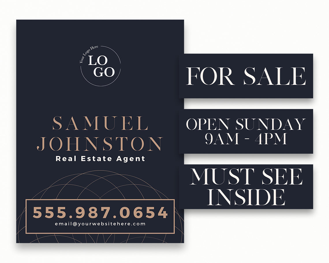 18x24in Vertical Real Estate Yard Lawn Sign with Riders