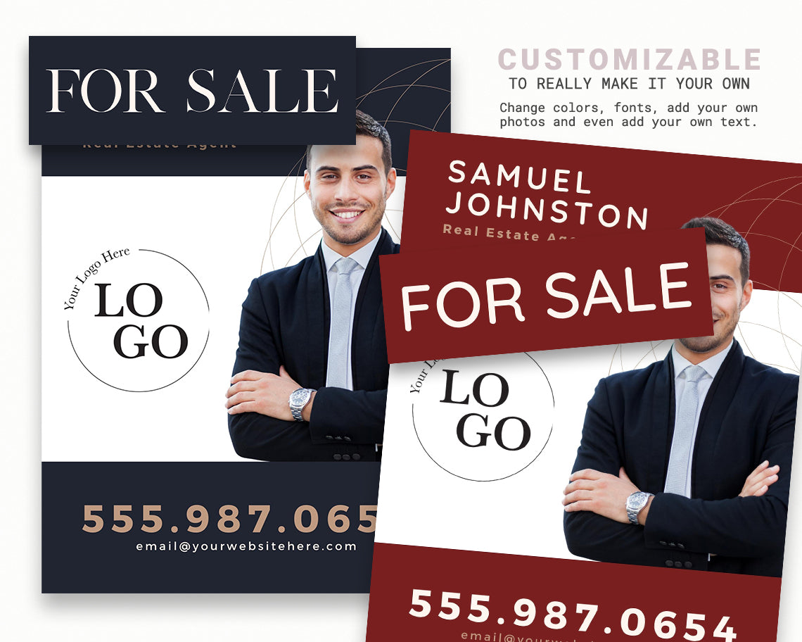 18x24in Vertical Real Estate Yard Lawn Sign with Riders