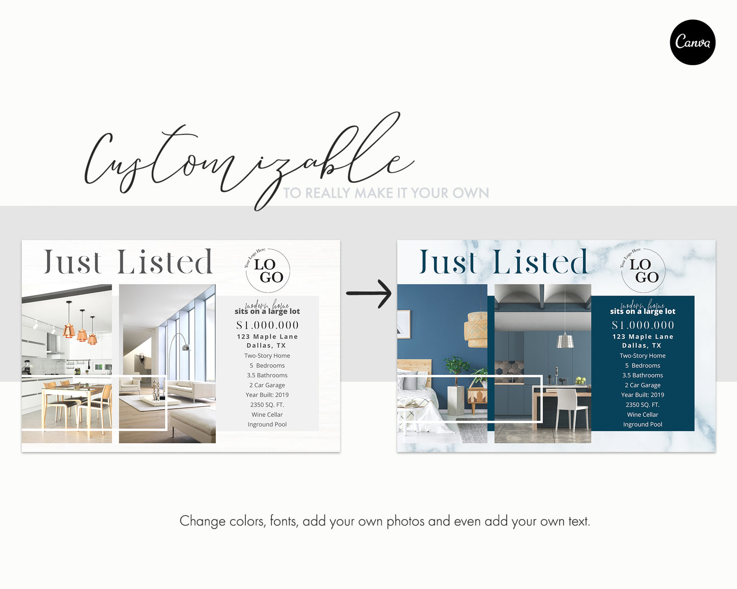 Just Listed Real Estate Postcard