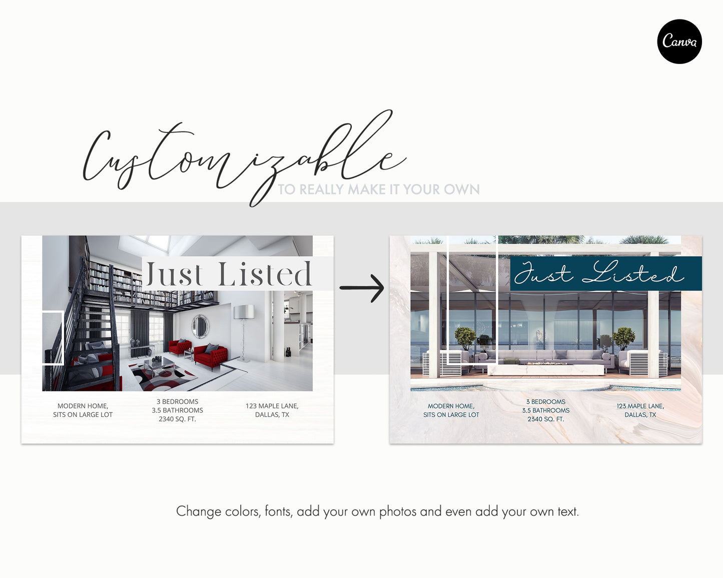 Just Listed Real Estate Postcard