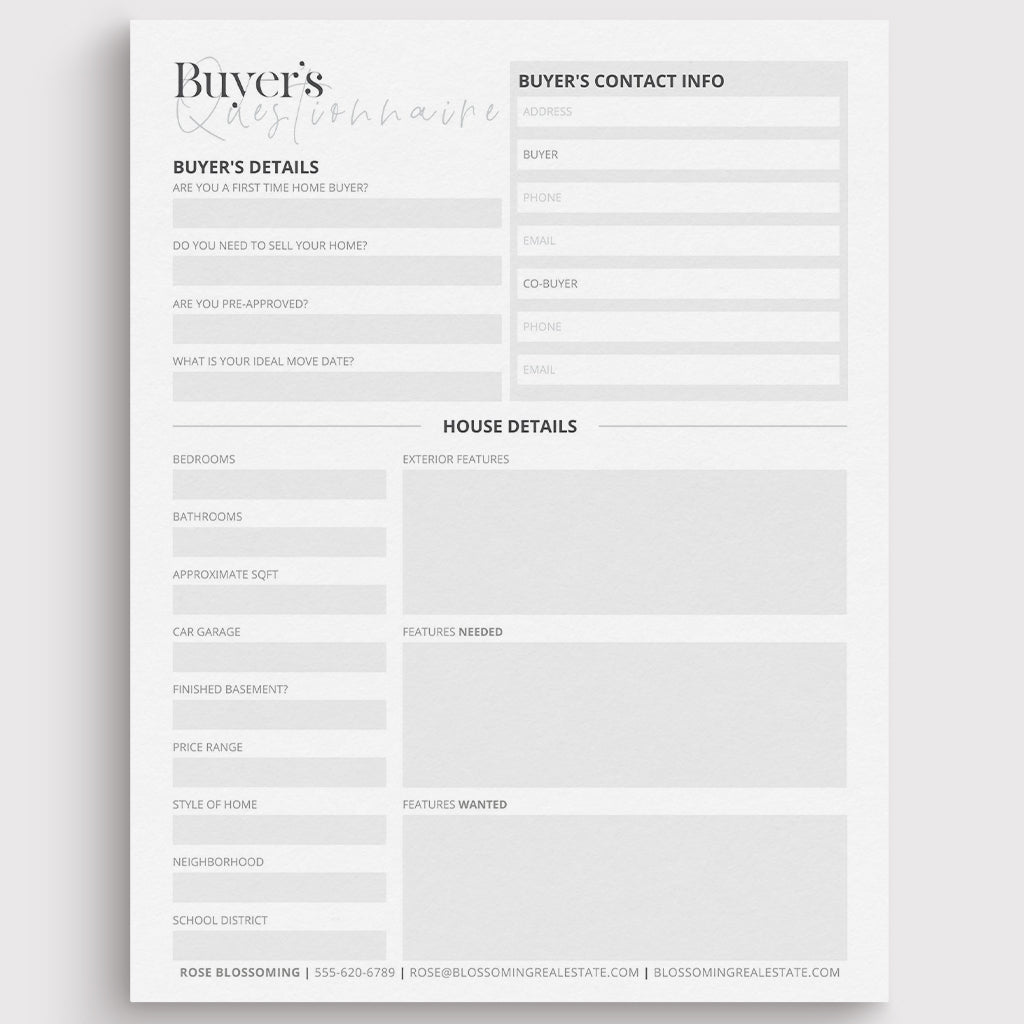 Buyer's Questionnaire