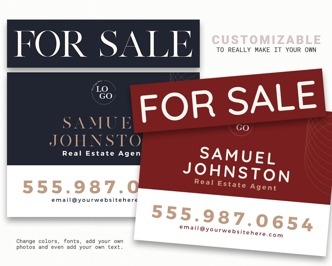 24x18in Horizontal Real Estate Yard Lawn Sign with Riders