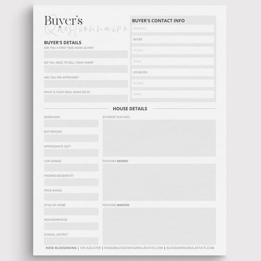 Buyer's Questionnaire